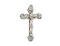Sterling Silver Striking Large Diamond Cut Crucifix, Rose Motif Ends