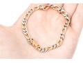 18k Yellow And White Gold Diamond Set Figaro Link Bracelet, App. 0.12 TCW
