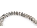 Striking Sterling Silver And Silver Plated Beaded Stretch Bracelet