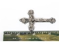 Sterling Silver Striking Large Diamond Cut Crucifix, Rose Motif Ends