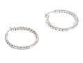 Sterling Silver Classic Round Hoop Earrings, CZ Set