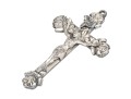 Sterling Silver Striking Large Diamond Cut Crucifix, Rose Motif Ends