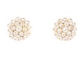 14k Yellow Gold Vintage Fabulous Cultured Pearl Cluster Clip On Earrings