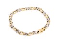18k Yellow And White Gold Diamond Set Figaro Link Bracelet, App. 0.12 TCW
