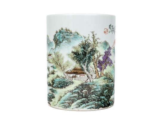Chinese Famille Rose Porcelain Brush Pot