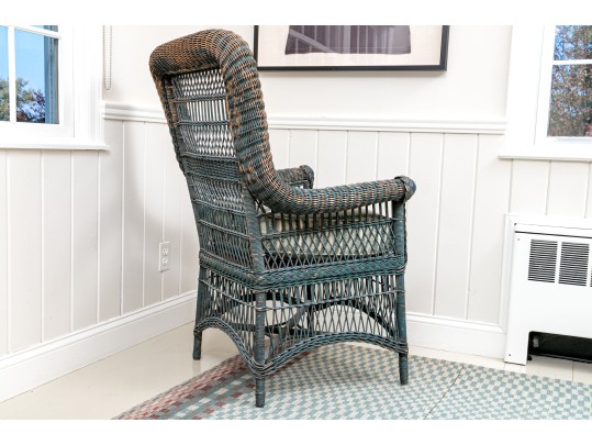Vintage Woven Wicker Armchair