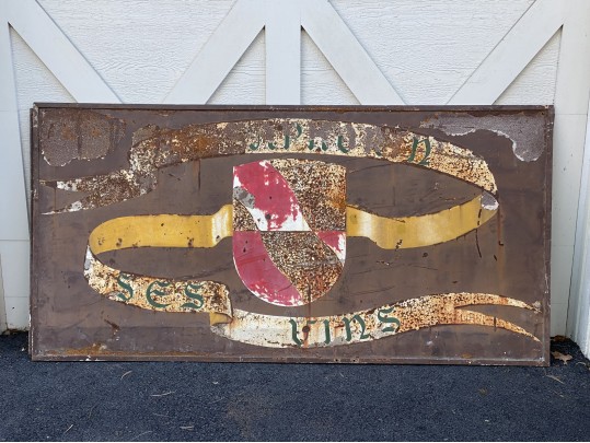 Large Painted Vintage Steel Sign