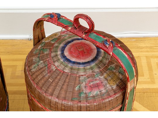 Pair Of Chinese Tiered Wedding Baskets, 20th C.