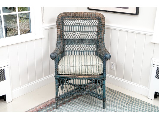 Vintage Woven Wicker Armchair
