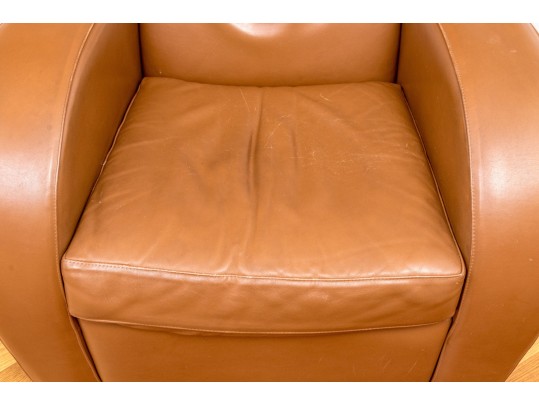 Art Deco Style Quality Leather Upholstered Comfortable Club Chair