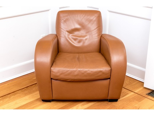 Art Deco Style Quality Leather Upholstered Comfortable Club Chair