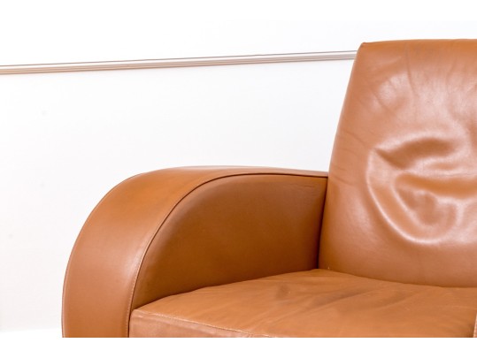 Art Deco Style Quality Leather Upholstered Comfortable Club Chair