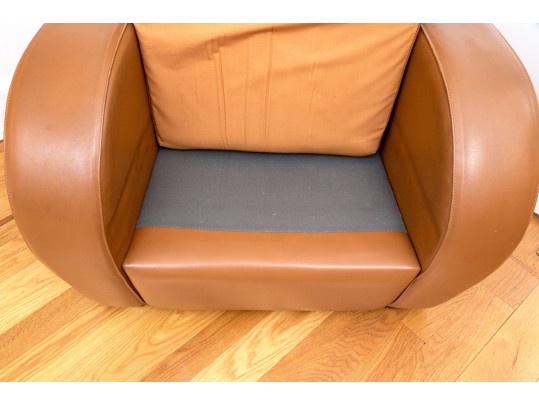 Art Deco Style Quality Leather Upholstered Comfortable Club Chair