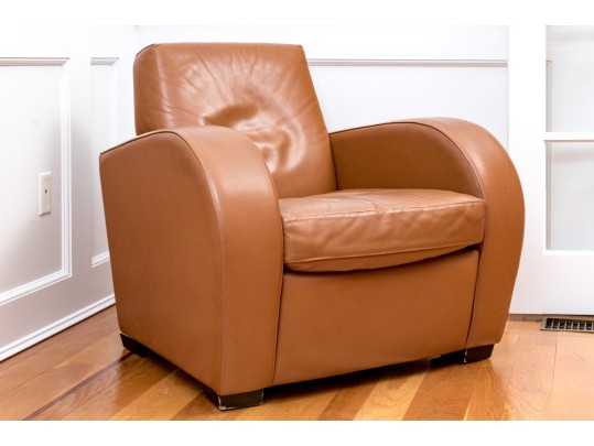Art Deco Style Quality Leather Upholstered Comfortable Club Chair