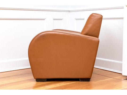 Art Deco Style Quality Leather Upholstered Comfortable Club Chair