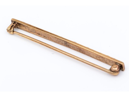 14k Yellow Gold Vintage Simple Seed Pearl Bar Pin