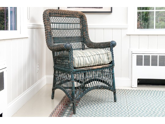 Vintage Woven Wicker Armchair