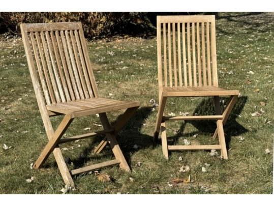Pair Of Wooden Folding Chairs