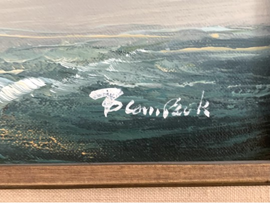 Signed Nautical Oil On Canvas Ship At Sea