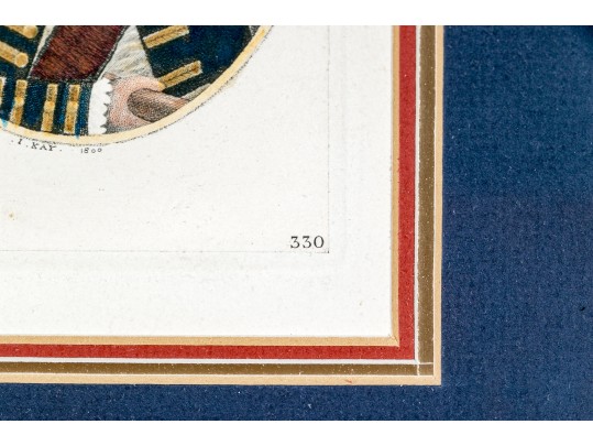 John Kay (Scotland, 1742-1826) Set Of Three Gilt Framed Hand Colored Portrait Engravings 