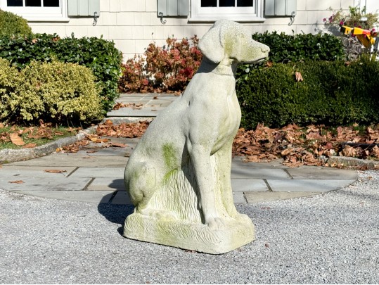 A Beautiful Vintage Cast Cement Sitting Retriever 