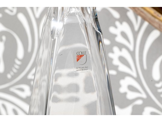 Pair Of Italian Colle Pyramidal Form Crystal Decanters With Stoppers