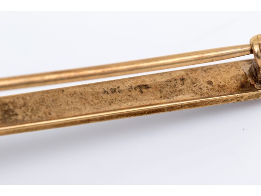 14k Yellow Gold Vintage Simple Seed Pearl Bar Pin