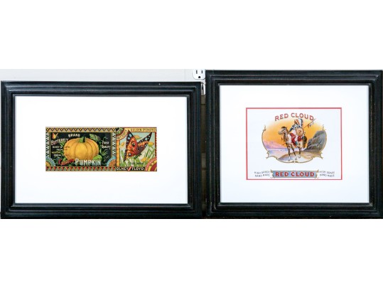 Two J. Pocker & Son Framed Antique Commercial Labels 