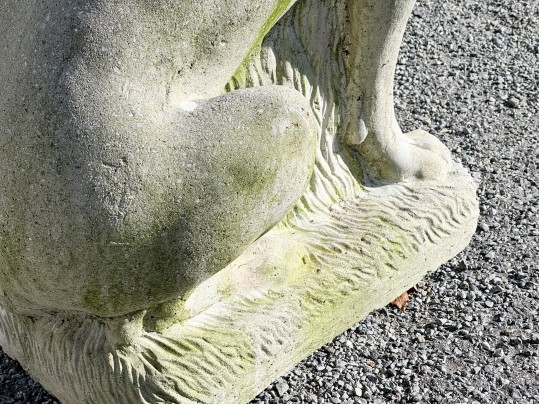 A Beautiful Vintage Cast Cement Sitting Retriever 