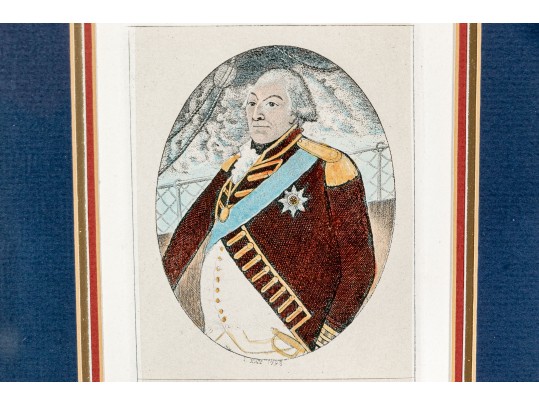 John Kay (Scotland, 1742-1826) Set Of Three Gilt Framed Hand Colored Portrait Engravings 