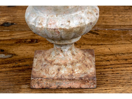 Pair Of Antique Cast Iron Neoclassical Style Diminutive Urns