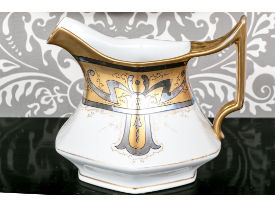 T & V Limoges Ornately Decorated Ceramic Water Pitcher