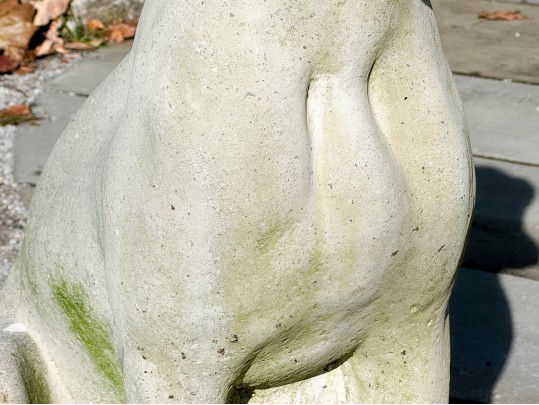 A Beautiful Vintage Cast Cement Sitting Retriever 