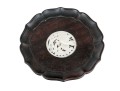 Chinese Carved Tea Tray With Central Carved Jade Or Hardstone Medallion, 20th C. 