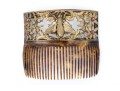 Vintage Gold Wash Metal Decorated Faux Tortoise Shell Hair Comb