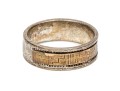 Sterling Silver And 14k Handsome Patterned Band Ring, Size 9.25