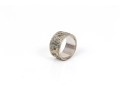 14k White Gold Judaica Patterned Band Ring, 9.75 Mm Wide, Size 6.25