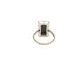 10k White Gold Simple Vintage Rectangular Profile Black Onyx Ring, Size 8.75+