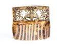 Vintage Gold Wash Metal Decorated Faux Tortoise Shell Hair Comb
