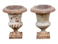 Pair Of Antique Cast Iron Neoclassical Style Diminutive Urns