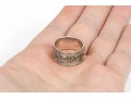 14k White Gold Judaica Patterned Band Ring, 9.75 Mm Wide, Size 6.25