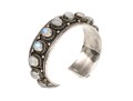 Sterling Silver Fabulous Chunky Cabachon Rainbow Moonstone Studded Cuff Bracelet
