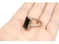 10k White Gold Simple Vintage Rectangular Profile Black Onyx Ring, Size 8.75+