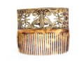 Vintage Gold Wash Metal Decorated Faux Tortoise Shell Hair Comb