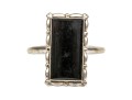 10k White Gold Simple Vintage Rectangular Profile Black Onyx Ring, Size 8.75+