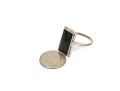 10k White Gold Simple Vintage Rectangular Profile Black Onyx Ring, Size 8.75+