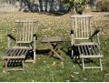 Gloucester Pair Of Teak Chaise Lounge Chairs With Side Table