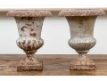 Pair Of Antique Cast Iron Neoclassical Style Diminutive Urns