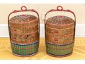 Pair Of Chinese Tiered Wedding Baskets, 20th C.