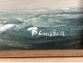 Signed Nautical Oil On Canvas Ship At Sea